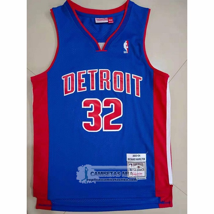 Camiseta Detroit Pistons Richard Hamilton NO 32 Mitchell & Ness 2003-04 Azul